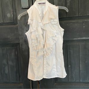 Wills Lifestyle white ruffle front sleeveless blouse